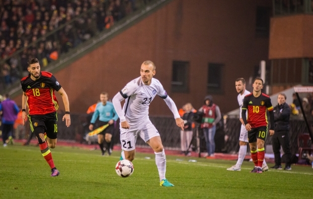 Eesti koondise keskkaitsja Nikita Baranov loodab uue mängupaiga leida Norrast. Foto: Brit Maria Tael