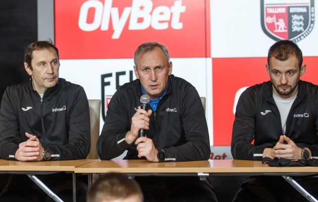 Treenerid Sergei Bragin, Aleksandr Puštov ja Ievgen Stukalov. Foto: Raul Mee / FCI Tallinn