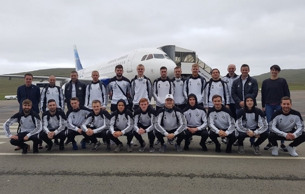 Eestisse reisinud Fääri saarte meeskond. Foto: B36 Facebook