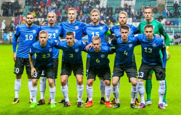 Eesti koondise algrivistus viimases MM-valikmängus, kui 10. oktoobril 2017 kaotati kodus Bosniale 1:2. Foto: Gertrud Alatare (arhiiv)
