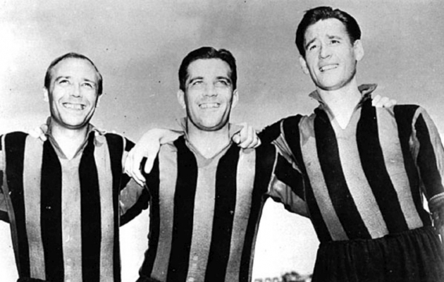 M&uuml;stiline r&uuml;ndekolmik Gre-No-Li pallis koos nii Milanis kui Rootsi koondises. Foto: museovirtualdofutebol.blogspot.com