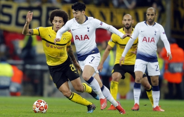 Heung-min Son l&otilde;i teise poolaja alguses m&auml;ngu p&ouml;&ouml;rde toonud v&auml;rava. Foto: Dortmundi Borussia Twitter
