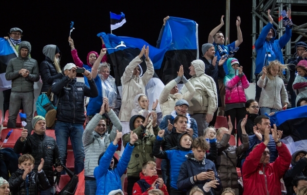 Eesti koondise fännid Victoria staadionil Gibraltaril. Foto: Jana Pipar / EJL