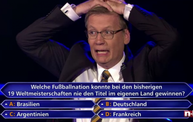 Saatejuht G&uuml;nther Jauch ei suuda Hartmanni eksimust uskuda. Foto: n-tv