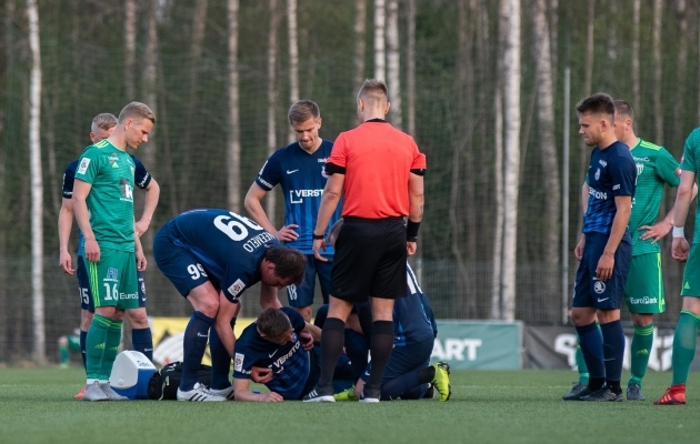 Kevin Kauberi hooaeg lõppes karikamängus FCI Levadiaga. Foto: Liisi Troska