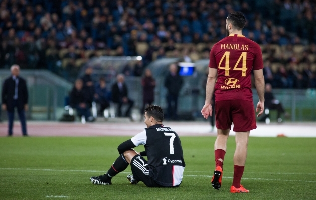 AS Roma vastu j&auml;i aga ka Portugali suurmeister v&otilde;imetuks, sest Alessandro Florenzi 79. ja Edin Džeko 90+2. minuti v&auml;ravatest sai kodumeeskond kirja 2:0 v&otilde;idu, mis t&auml;histas &uuml;htlasi Juventuse selle hooaja kolmandat kaotust Serie A-s. Foto: Jana Pipar