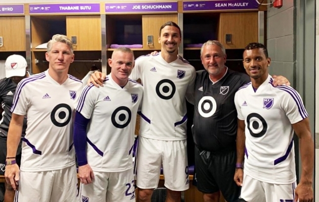 Bastian Schweinsteiger, Wayne Rooney, Zlatan Ibrahimovic ja Nani (paremal). Foto: WayneRooney Twitter