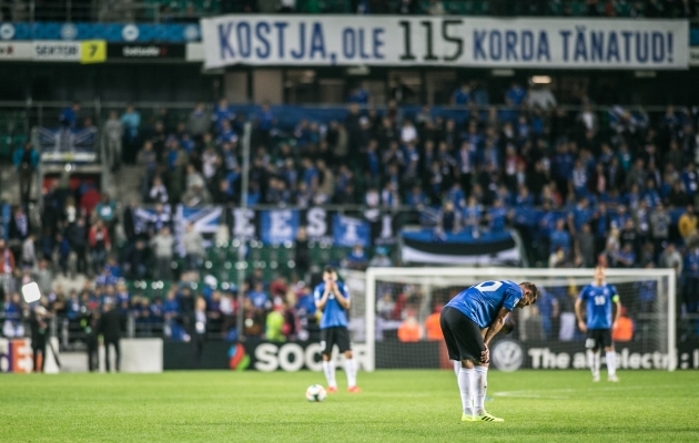 Eesti koondis kaotas Valgevenele 90+2. minuti väravast. Foto: Brit Maria Tael