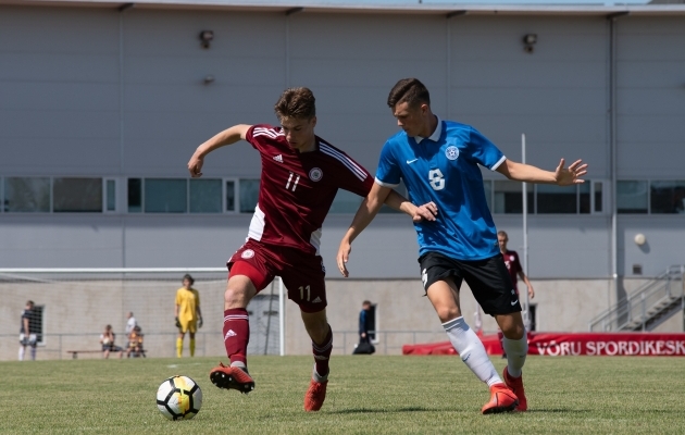 Georgi Tunjov Eesti U19 koondises suvisel Balti turniiril mängus Lätiga. Foto: Liisi Troska