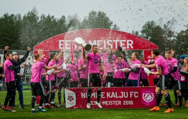 Maximiliano Ugge oli 2018. aastal Eesti meistriks tulnud N&otilde;mme Kalju meeskonna kapten ja kaitsetala. Foto: Gertrud Alatare