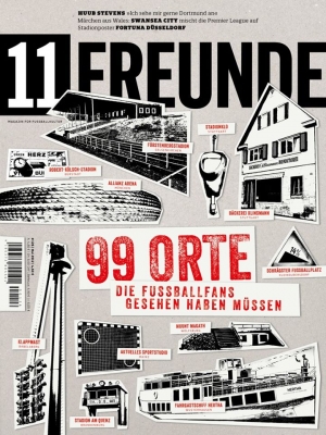 11Freunde esikaas, mai 2012. "99 kohta, mida jalgpallif&auml;nnid k&uuml;lastama peavad". Foto: 11freunde