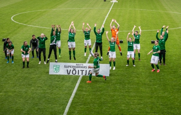 Video väravatest ja pildigalerii: Flora naiskond võttis hooaja alustuseks superkarika