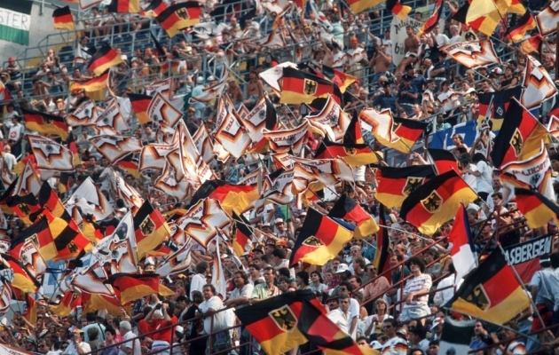 Saksamaa f&auml;nne oli 1990. aasta Itaalia MM-il v&auml;ga palju. Foto: FIFA World Cup Twitter 