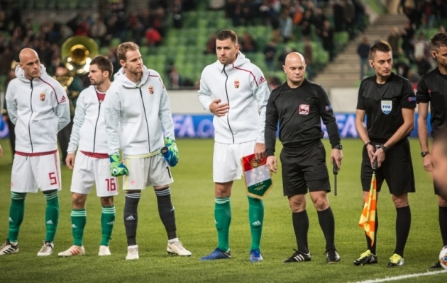 "Patuoinaks" olnud Szalai (keskel) l&otilde;i 2018. aasta s&uuml;gisel Ungari eest Eestile kahes kohtumises kolm v&auml;ravat. Foto: Jana Pipar / jalgpall.ee