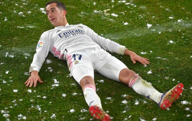 Lucas Vazquez jäi murule lebama ja Real ei suutnud enamat viigipunktist. Foto: Scanpix / Ander Gillenea / AFP