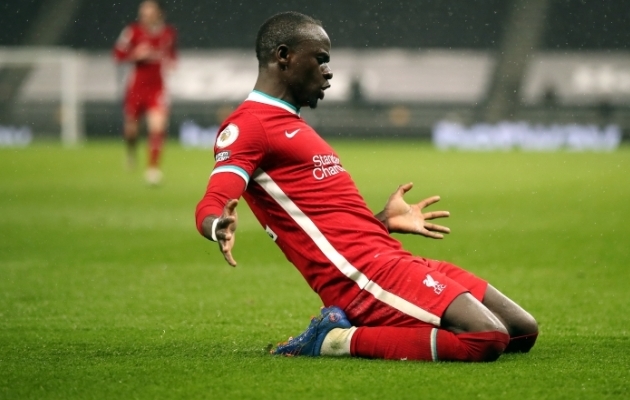Liverpooli r&uuml;ndaja Sadio Mane tegi eelt&ouml;&ouml; meeskonna esimesele ja teisele v&auml;ravale ning l&otilde;i ise kolmanda. Foto: Scanpix / Nick Potts / PA