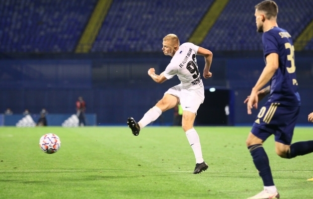 Vlasi Sinjavski lõi Euroopa liiga play-off'is Zagrebi Dinamo vastu värava. Foto: Scanpix / Antonio Bronic / Reuters
