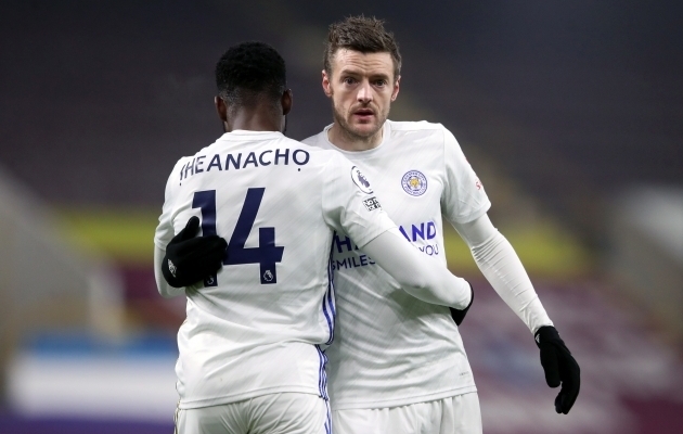 Leicester City ründajad Kelechi Iheanacho ja Jamie Vardy. Foto: Scanpix / Alex Pantling / PA Wire / PA Images