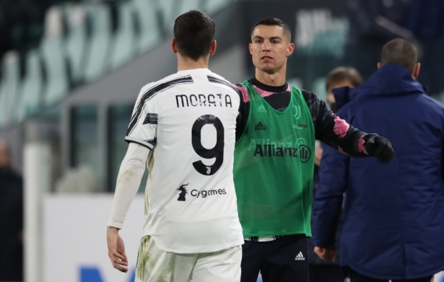 Mehed, kellelt Torino täna õhtul tegusid ootab - Alvaro Morata ja Cristiano Ronaldo. Foto: Scanpix / Jonathan Moscrop / PA