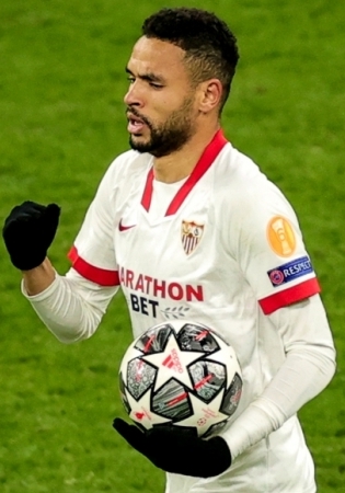 Sevilla m&otilde;lema v&auml;rava autor oli Youssef En-Nesyri. Foto: Scanpix / EPA / Friedemann Vogel