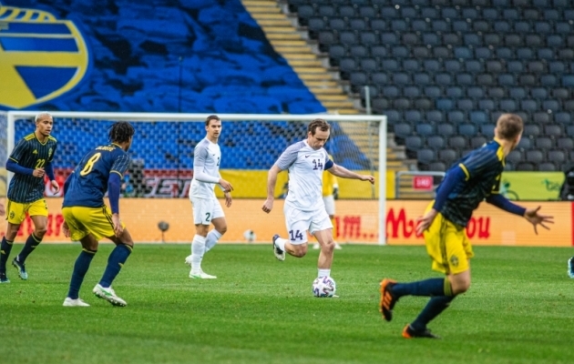 Eesti jalgpallikoondis kaotas maavõistluses Rootsile 0:1. Foto: Jana Pipar / jalgpall.ee