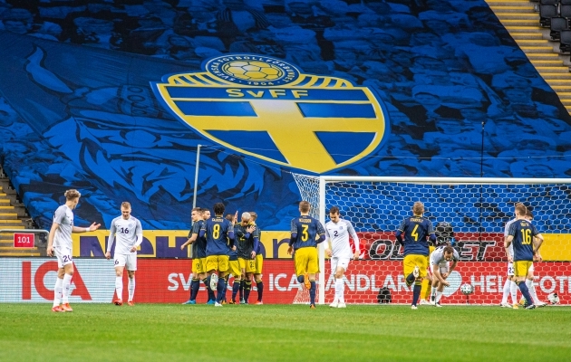 Rootsi asus kohtumist juhtima juba 3. minutil tänu Marcus Bergi väravale. Foto: Jana Pipar / jalgpall.ee