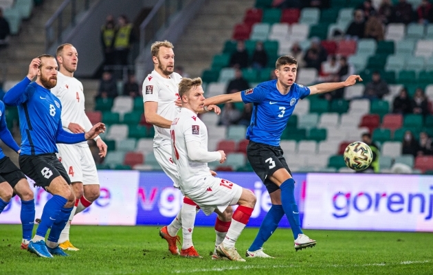 Valgevene - Eesti MM-valikmäng, mida Eesti 1:0 ja 2:1 juhtima asus, aga lõpuks 2:4 kaotas. Foto: Jana Pipar / jalgpall.ee