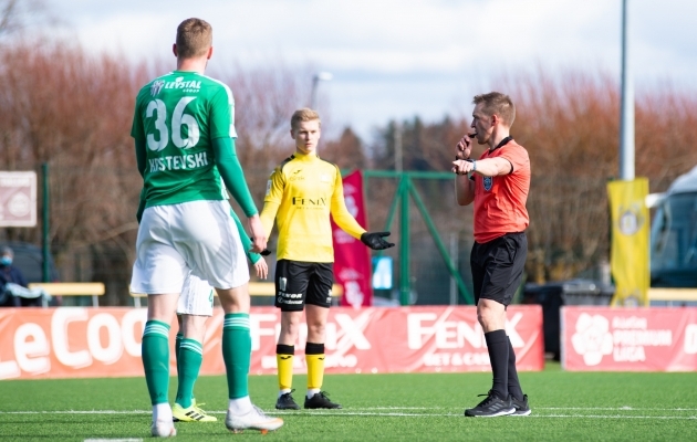 Roomer Tarajev vilistas FCI Levadia kasuks kolm penaltit. Foto: Liisi Troska / jalgpall.ee