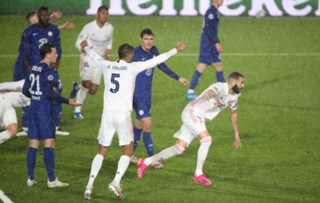 Karim Benzema 29. minuti värav seadis jalule 1:1 viigi, mis jäi ka lõppseisuks. Foto: Scanpix / zumapress / IndiraDAX via ZUMA Wire
