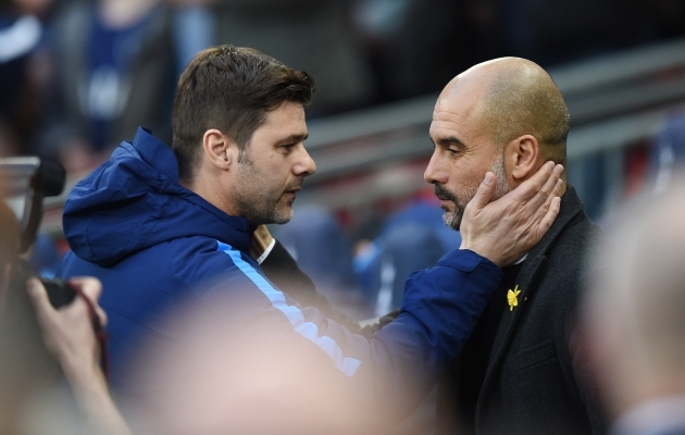 Endine Tottenhami treener Mauricio Pochettino ja Pep Guardiola tunnevad üksteist läbi ja lõhki. Foto: Scanpix / Robin Parker / Sportimage via PA Images