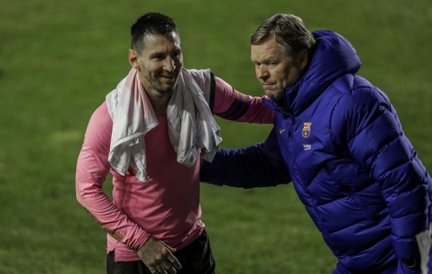 Lionel Messi ja Ronald Koeman. Foto: Scanpix / Manu Fernandez / AP Photo