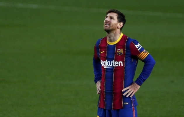 Messi annab endast k&otilde;ik, kuid kasu sellest nagu pole. Foto: Scanpix / Joan Monfort / AP Photo