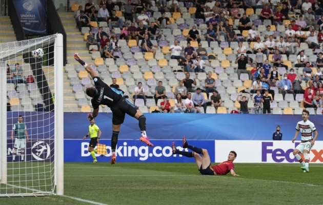 Sellise väravaga langes Hispaania konkurentsist. Foto: Scanpix / Darko Bandic / AP Photo