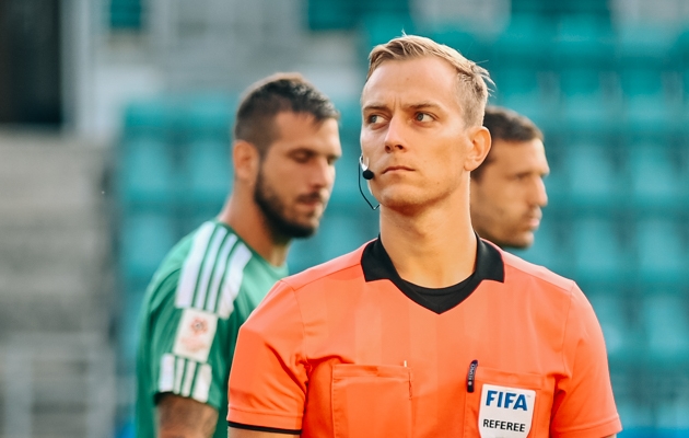 Joonas Jaanovits ei näinud Markus Soometsa tegutsemises viga. Foto: Liisi Troska / jalgpall.ee