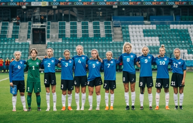 Eesti tüdrukute U17 koondis. Foto: Liisi Troska / jalgpall.ee (arhiiv)
