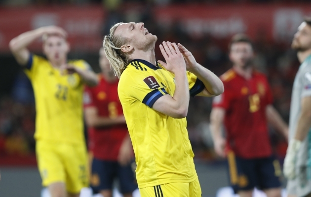Emil Forsberg ei suutnud &uuml;htegi oma v&otilde;imalust &auml;ra kasutada. Foto: Scanpix / Angel Fernandez / AP Photo