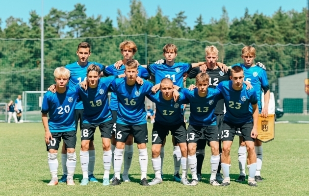 Eesti U17 koondis tänavu suvel Leedu eakaaslaste vastu. Foto: Liisi Troska / jalgpall.ee