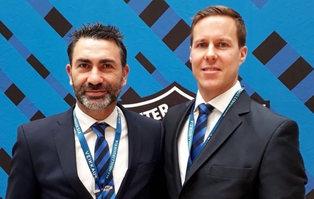 Turu Interi p&auml;evil t&ouml;&ouml;tas Piccareta koos Henrik Moisanderiga - Soome koondise endise keskkaitse&auml;ssa Niklase kaksikvennaga, kes on siiamaani Interi v&auml;ravavaht. Foto: erakogu