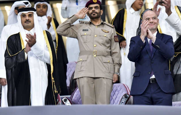 Katari emiir Tamim bin Hamad Al Thani ja FIFA president Gianni Infantino. Foto: Scanpix / imago images / Xinhua