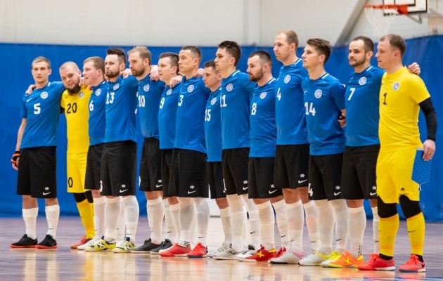 Eesti saalijalgpallikoondis novembris. Foto: Liisi Troska / jalgpall.ee