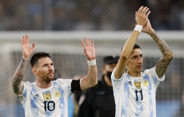 Lionel Messi ja Angel Di Maria. Foto: Scanpix / REUTERS / Agustin Marcarian