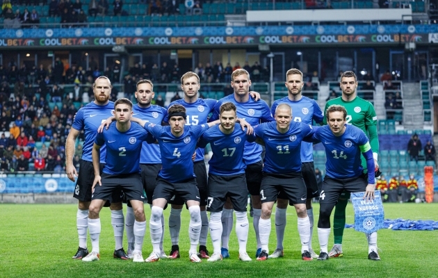 Eesti meeste A-koondis enne hiljutist Rahvuste liiga mängu Küprosega. Foto: Oliver Tsupsman
