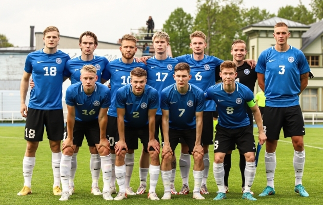Eesti U21 koondise algkoosseis Aserbaidžaani vastu. Foto: Mauri Levandi