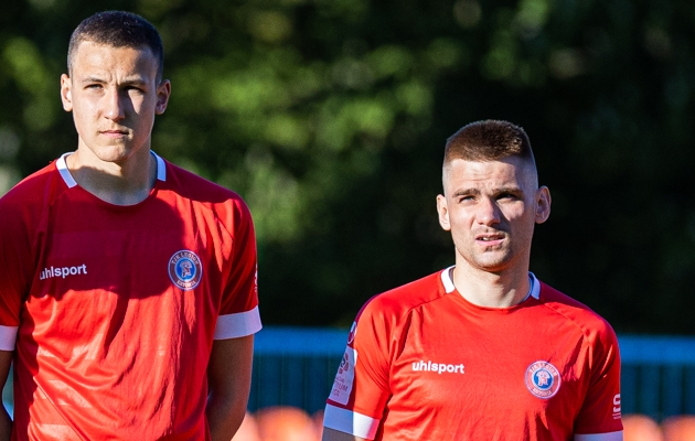 Pavel Dõmov (paremal) lisab noore Legioni mängu kogemust, tarkust ja resultatiivsust. Foto: Jana Pipar / jalgpall.ee