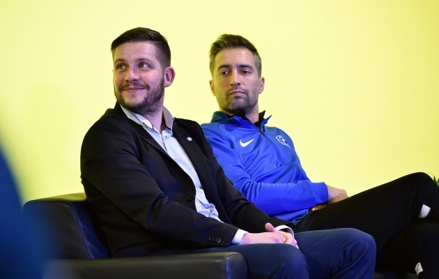 Tartu Tammeka tegevjuht Kristjan Tiirik ja endine peatreener Miguel Santos. Foto: Imre P&uuml;hvel