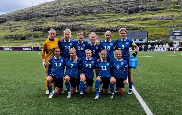 U19 koondis põrutas Fääri saarte võrku neli vastuseta palli. Foto: jalgpall.ee