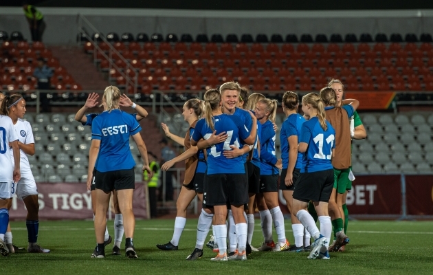Eesti naiste koondis lõpetas MM-valiktsükli võiduga. Foto: Liisi Troska / jalgpall.ee