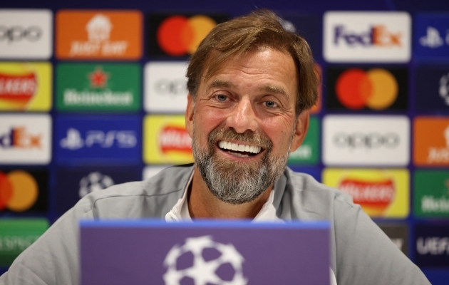 Liverpooli peatreener Jürgen Klopp mängueelsel pressikonverentsil. Foto: Scanpix / Molly Darlington / Action Images / Reuters