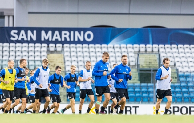 Eesti koondis valmistumas mänguks San Marinoga. Foto: Jana Pipar / jalgpall.ee