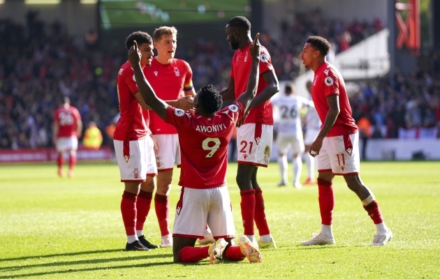 Mängus Liverpooliga lõi Nottingham Foresti võiduvärava Taiwo Awoniyi. Foto: Scanpix / Joe Giddens / PA via AP